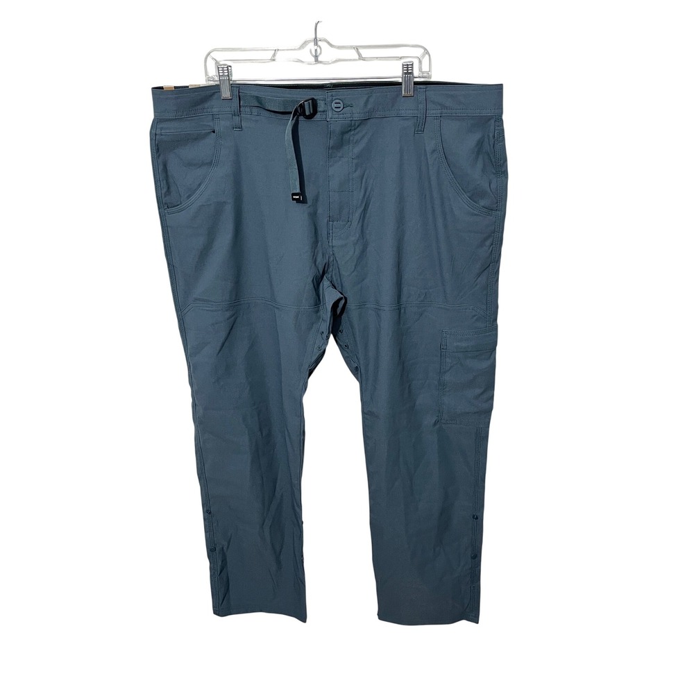 Prana Stretch Zion Slim Pant II Mens 42x30 Grey Blue Tapered Leg Hiking Outdoor